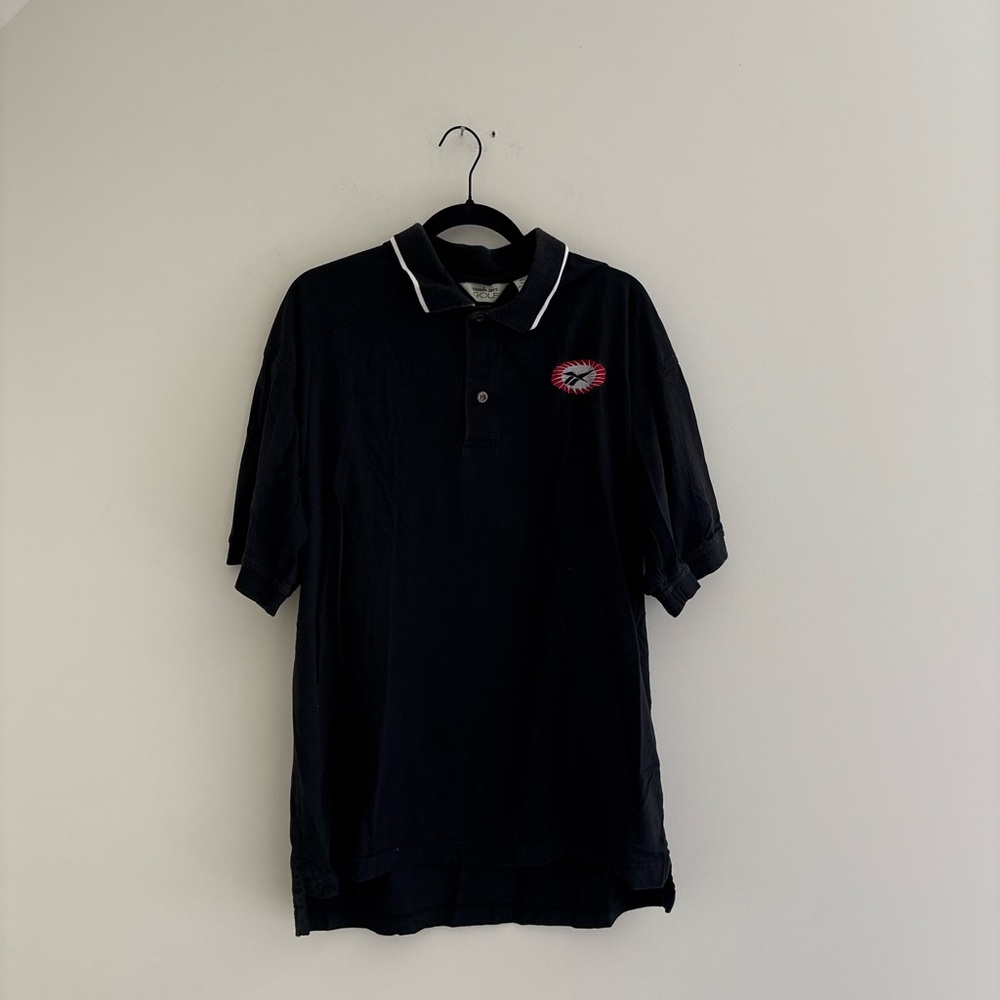 Vintage 90s Reebok Black Polo Shirt with Classic Design